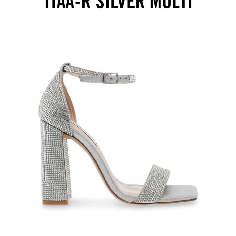 BRAND NEW SPARKLING HIGH HEELS - STEVE MADDEN. TIAA-R SILVER MULTI